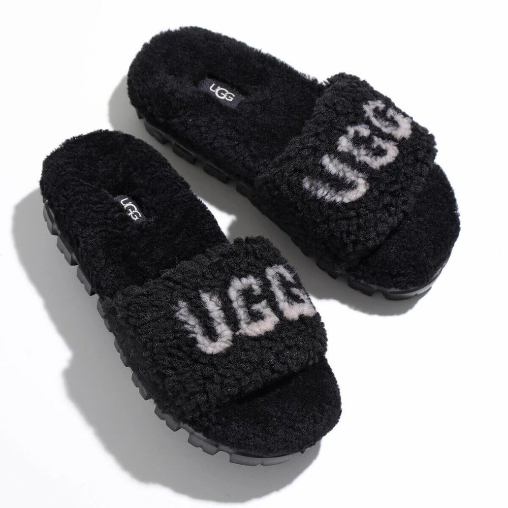 NWT-UGG Cozetta Curly Graphic BLK, Womens, Slippers,